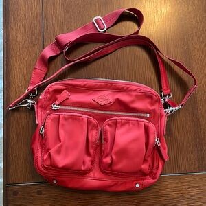 MZ Wallace New York slouchy red nylon crossbody shoulder bag